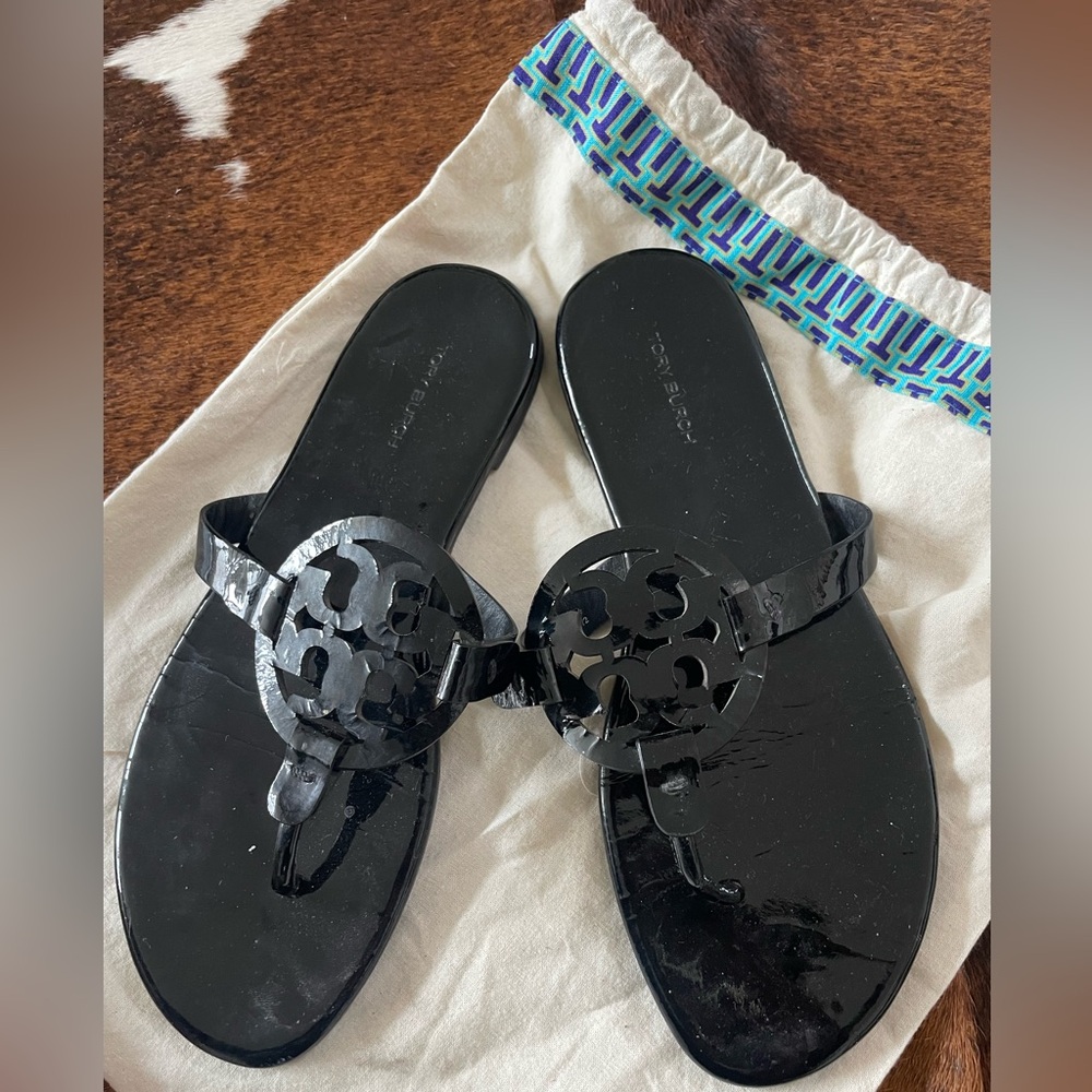 Tory Burch Glossy Black Sandals